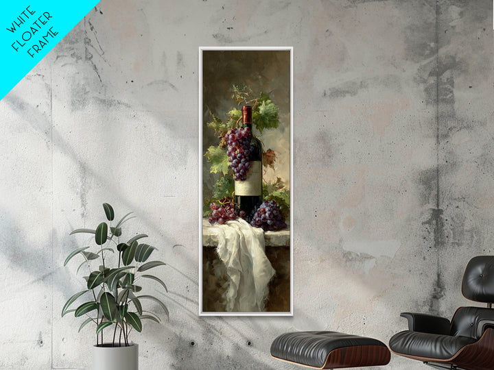 Champagne Grapes and White Linen Still Life Canvas Print, Winery Art, Living Room Art, Winery Decor, Abstract Art, Vineyard, WIN-1x3-89