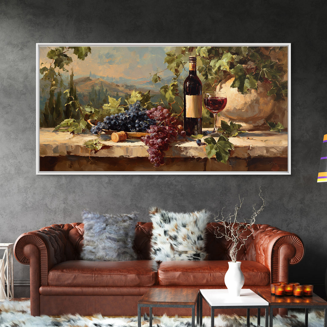 French Vineyard Hills Framed Canvas Print, Winery Art, Preppy Wall Art, Winery Decor, Fine Art, Vineyard, Statement Artwork, WIN-2x1-100