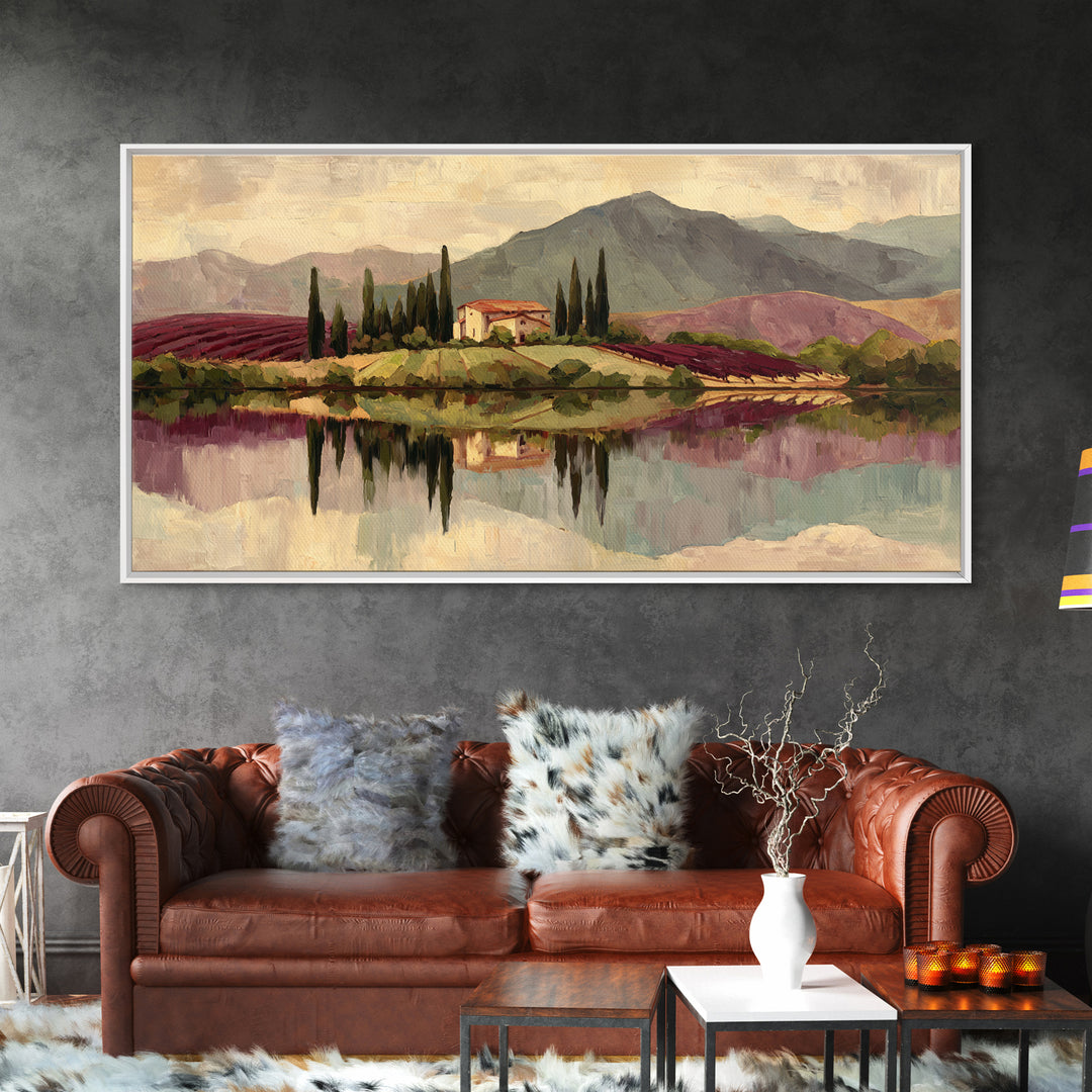 French Vineyard Hills Framed Canvas Print, Winery Art, Contemporary Art, Winery Decor, Fine Art, Vineyard, Kitchen Decor, WIN-2x1-28