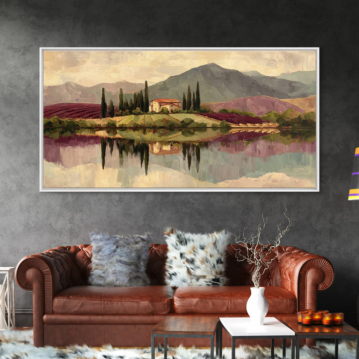 French Vineyard Hills Framed Canvas Print, Winery Art, Contemporary Art, Winery Decor, Fine Art, Vineyard, Kitchen Decor, WIN-2x1-28