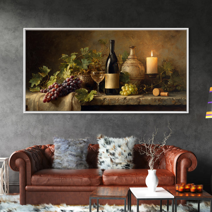Wine Tasting Flight Rendered as Elegant Still Framed Canvas Print, Winery Art, Minimalist Decor, Winery Decor, Vineyard, WIN-2x1-30