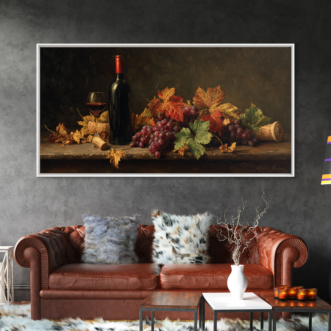 Vine Leaves Turning Autumn Red and Gold Canvas Print, Winery Art, Artwork, Winery Decor, Fine Art, Vineyard, Bar Decor, WIN-2x1-31