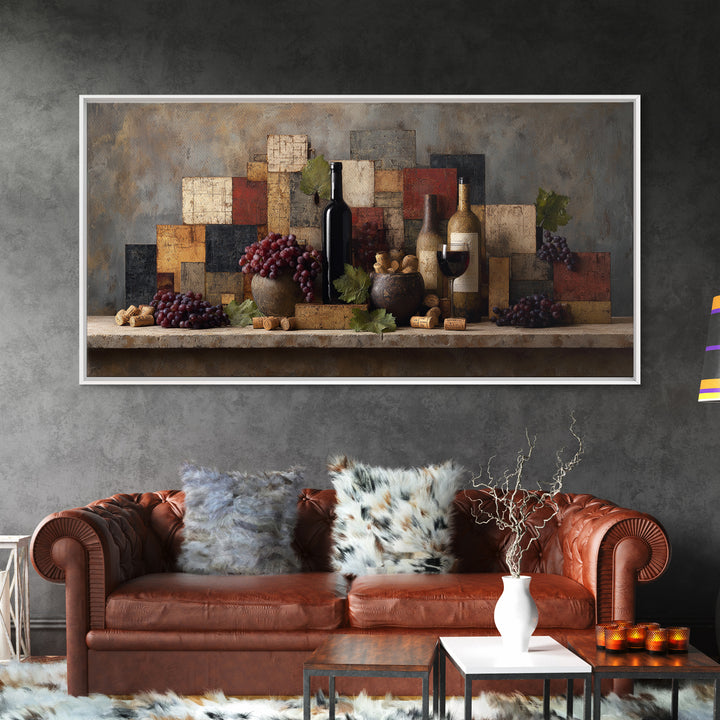 Corks Arranged as Geometric Pattern Framed Canvas Print, Winery Art, Luxury Decor, Winery Decor, Abstract Art, Vineyard, WIN-2x1-38