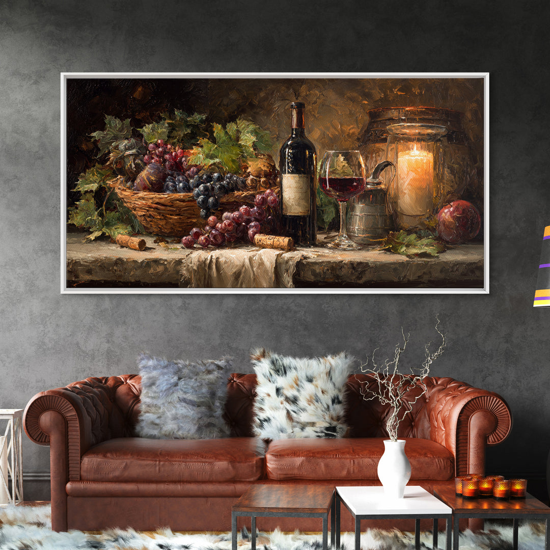 Wine Harvest Basket Framed Canvas Print, Winery Art, Room Decor, Winery Decor, Fine Art, Vineyard, Printable Wall Art, WIN-2x1-42