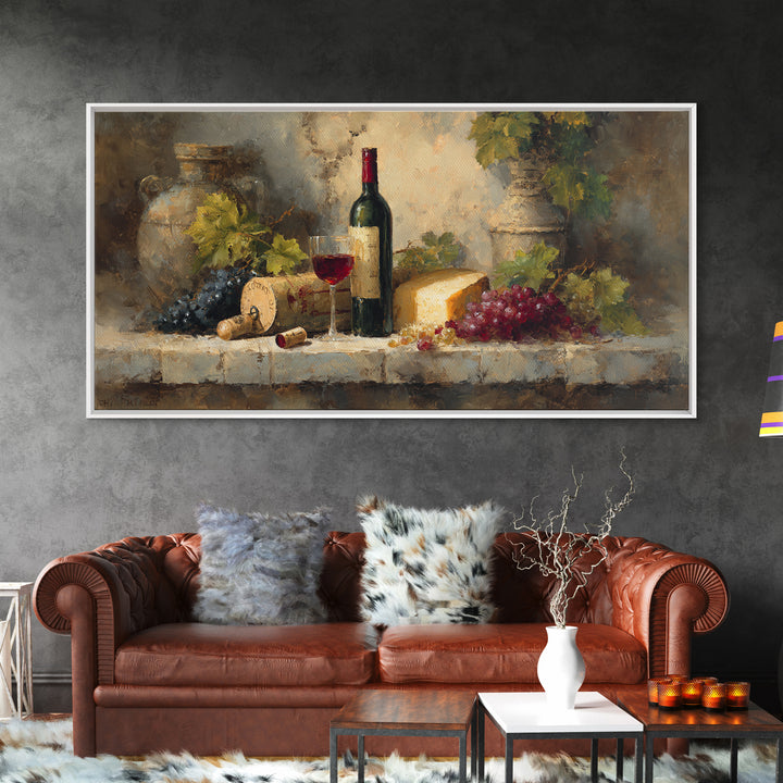 Corkscrew and Corks on Rustic Wood Canvas Print, Winery Art, Painting, Winery Decor, Fine Art, Vineyard, Living Room Decor, WIN-2x1-48