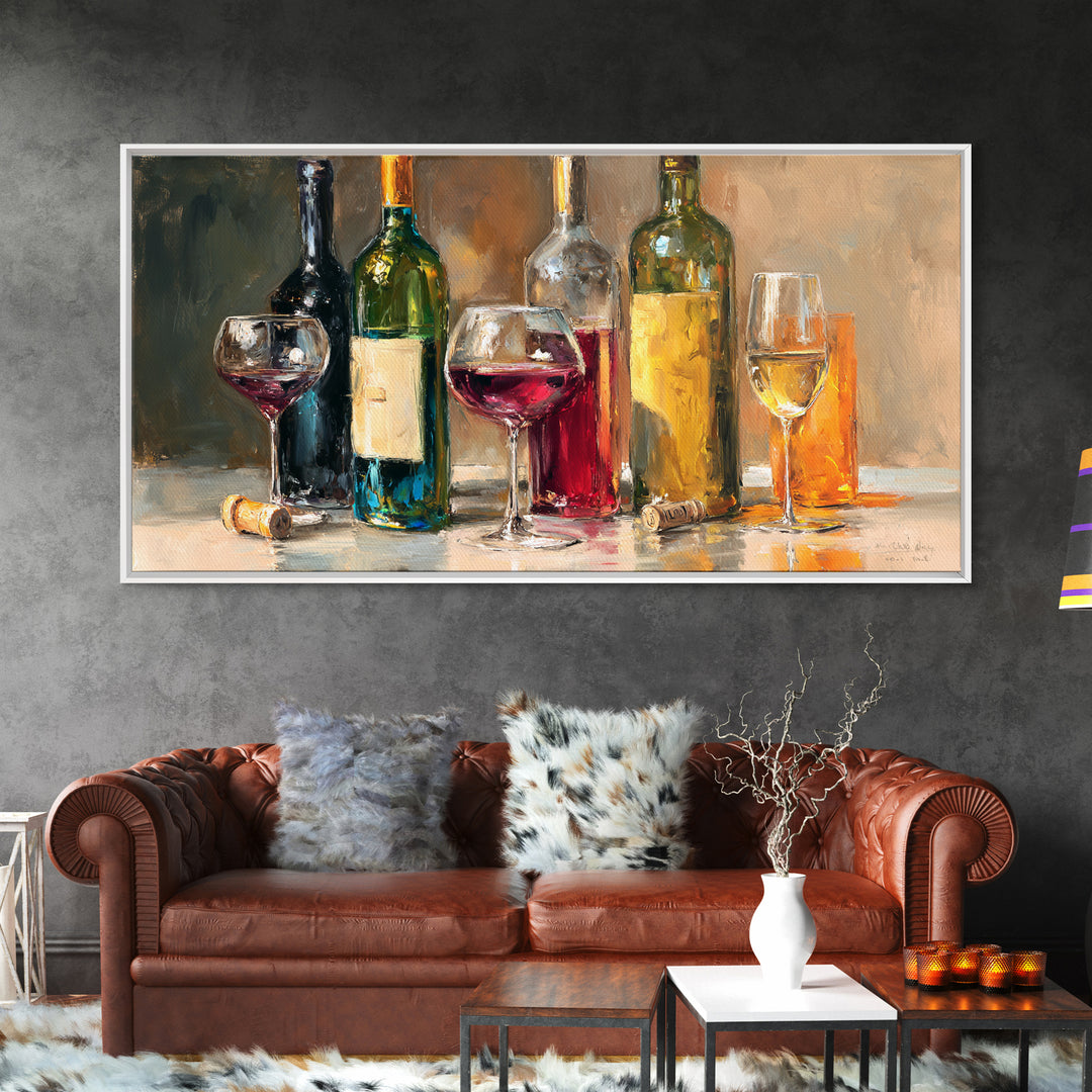 Wine Tasting Flight Rendered as Elegant Still Canvas Print, Winery Art, Painting, Winery Decor, Vineyard, Living Room Decor, WIN-2x1-54