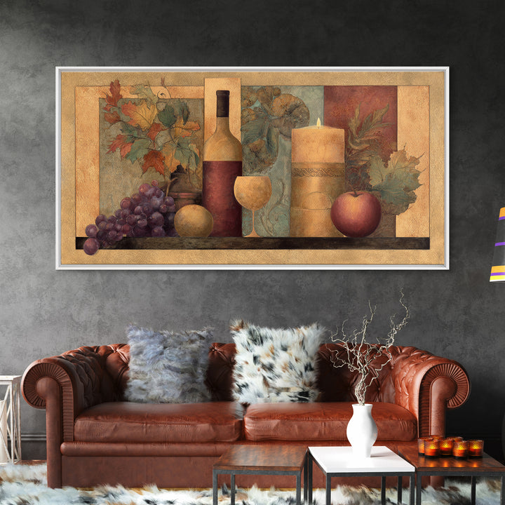 Vine Leaves Turning Autumn Red and Gold Framed Canvas Print, Winery Art, Living Room Decor, Winery Decor, Fine Art, Vineyard, WIN-2x1-55