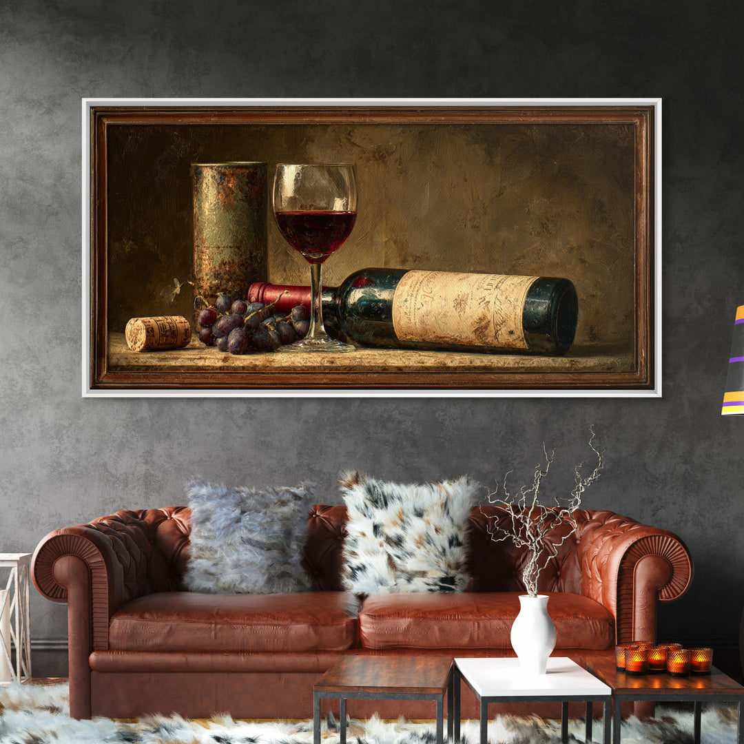 Wine Tasting Flight Rendered as Elegant Still Framed Canvas Print, Winery Art, Minimalist Decor, Winery Decor, Vineyard, WIN-2x1-6