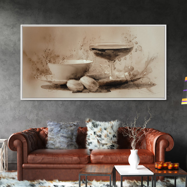 Black and Gold Wine Bottle Silhouette Framed Canvas Print, Winery Art, Art Print, Winery Decor, Oil Painting, Vineyard, WIN-2x1-60