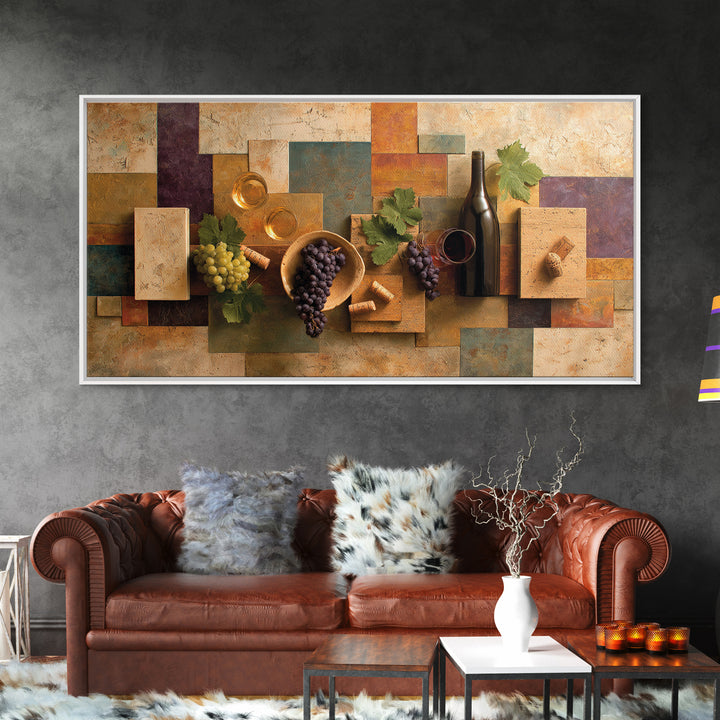 Corks Arranged as Geometric Pattern Framed Canvas Print, Winery Art, Print, Winery Decor, Abstract Art, Vineyard, WIN-2x1-86