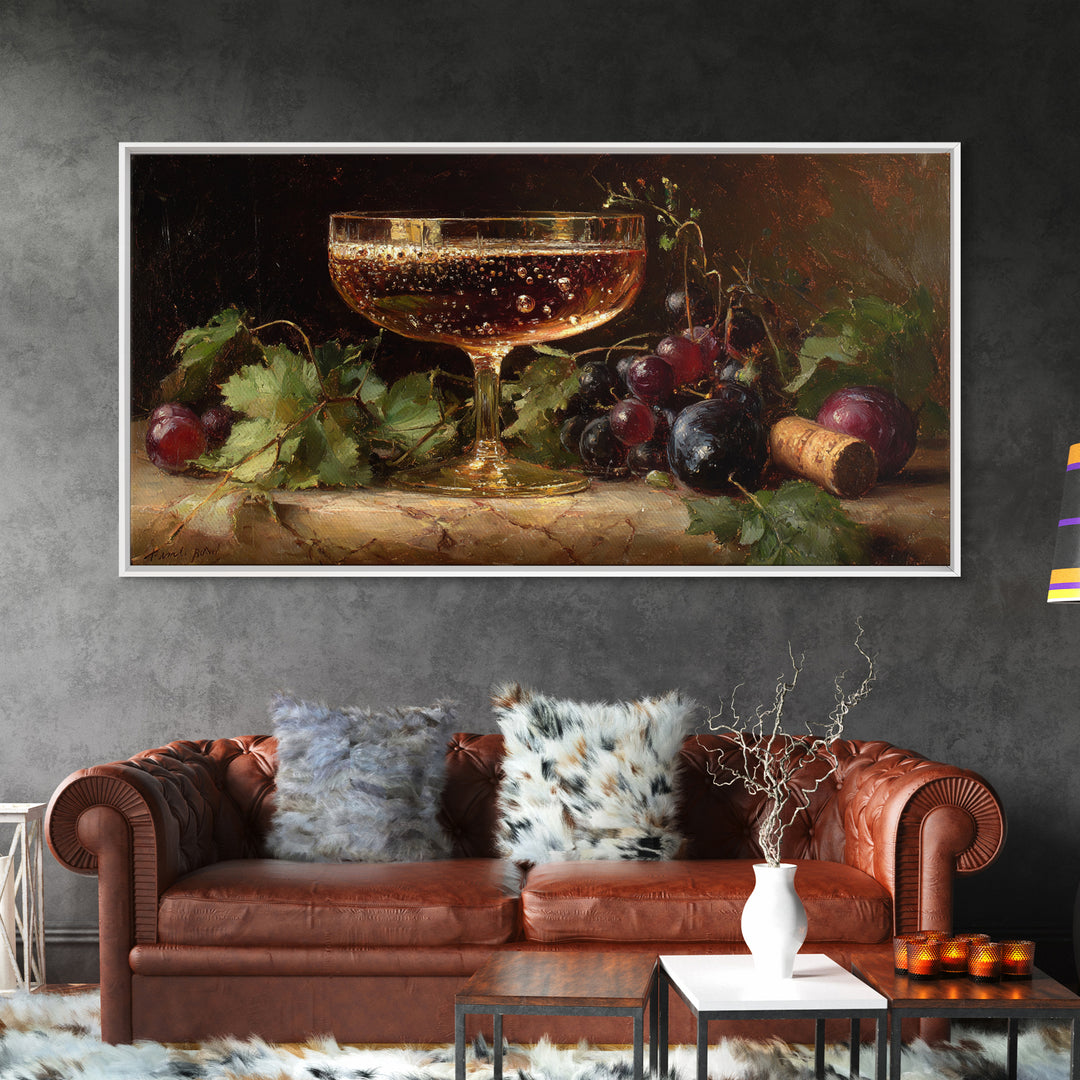 Champagne Coupe with Bubbles and Light Framed Canvas Print, Winery Art, Gallery Wall Art, Winery Decor, Fine Art, Vineyard, WIN-2x1-87