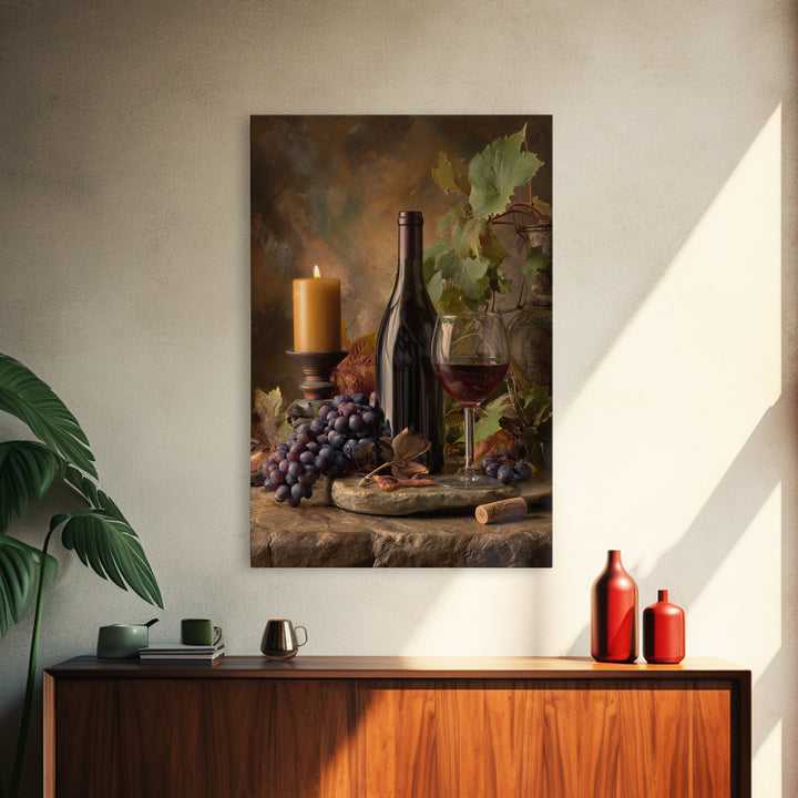 Wine Tasting Flight Rendered as Elegant Still Framed Canvas Print, Winery Art, Winery Decor, Watercolor Art, Vineyard, WIN-2x3-18