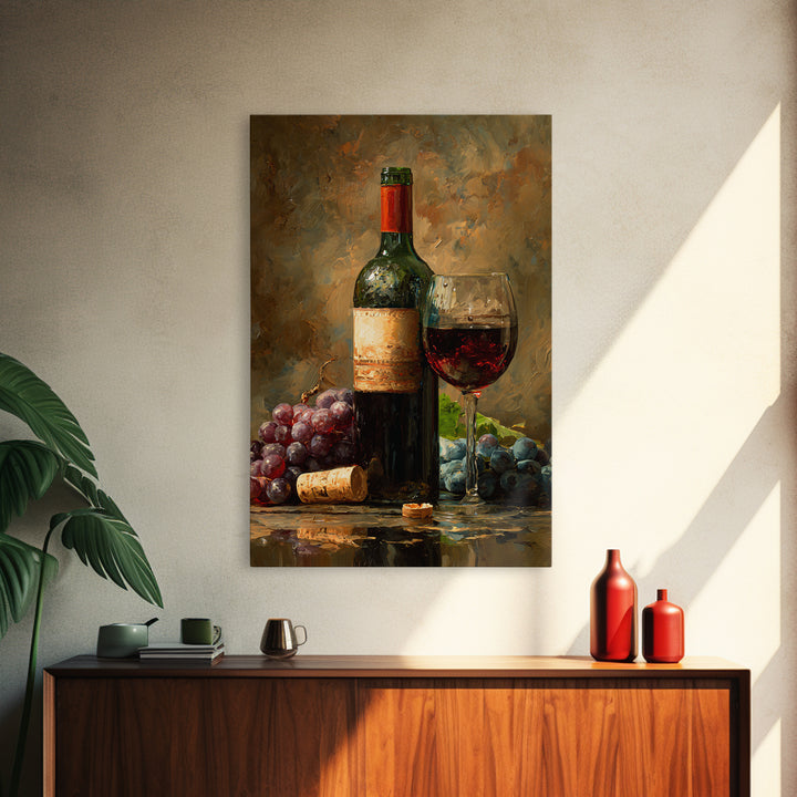Italian Villa Vineyard Landscape Framed Canvas Print, Winery Art, Preppy Wall Art, Winery Decor, Oil Painting, Vineyard, WIN-2x3-28