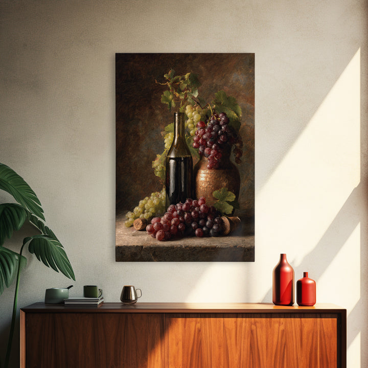 Single Grape Cluster Botanical Study Canvas Print, Winery Art, Oil Painting, Winery Decor, Watercolor Art, Vineyard, WIN-2x3-29