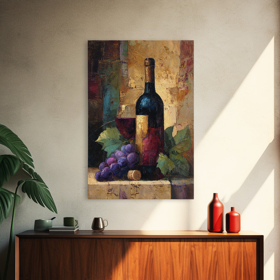 Burgundy Abstract with Gold Accents Canvas Print, Winery Art, Art, Winery Decor, Fine Art, Vineyard, Farmhouse Decor, WIN-2x3-31
