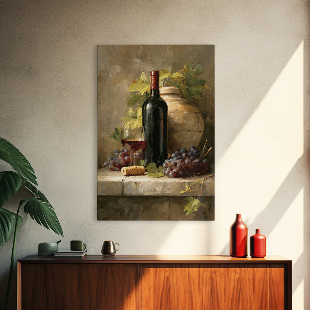 Italian Villa Vineyard Landscape Framed Canvas Print, Winery Art, Contemporary Art, Winery Decor, Fine Art, Vineyard, WIN-2x3-4