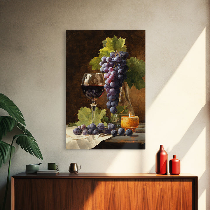 Single Grape Cluster Botanical Study Canvas Print, Winery Art, Oil Painting, Winery Decor, Watercolor Art, Vineyard, WIN-2x3-5
