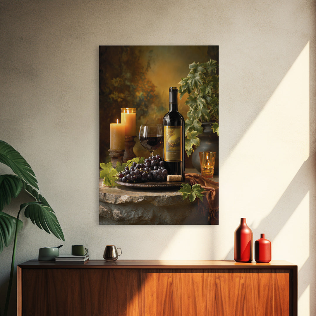Italian Villa Vineyard Landscape Framed Canvas Print, Winery Art, Art, Winery Decor, Fine Art, Vineyard, Farmhouse Decor, WIN-2x3-52