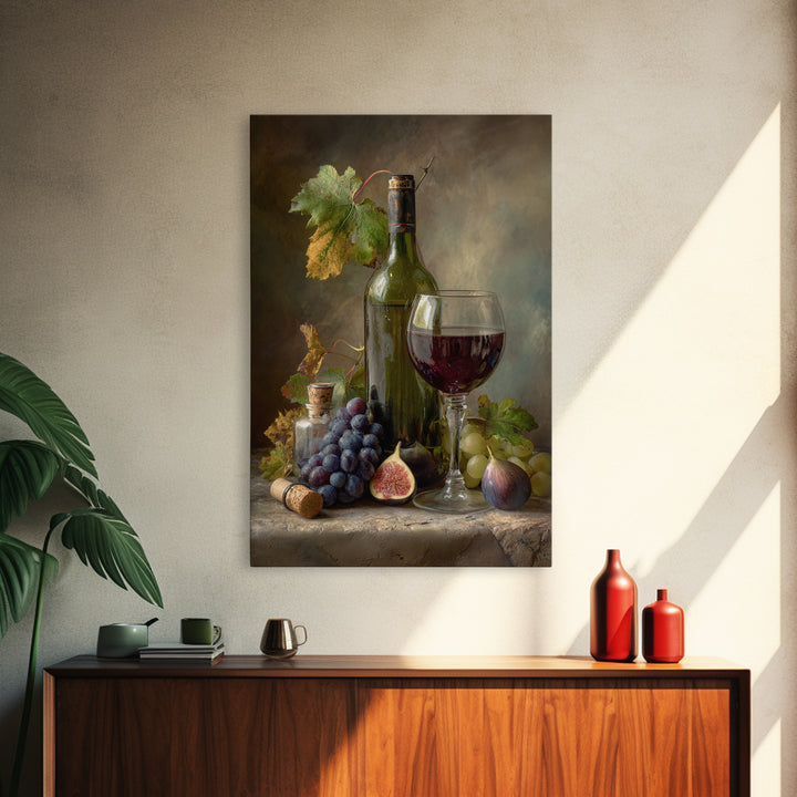 Wine Bottle and Glass Still Life Canvas Print, Winery Art, Artwork, Winery Decor, Vineyard, Bar Decor, Gallery Wall Art, WIN-2x3-58