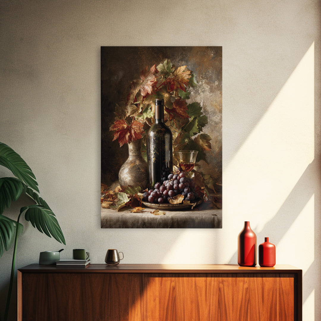 Vine Leaves Turning Autumn Red and Gold Canvas Print, Winery Art, Living Room Decor, Winery Decor, Fine Art, Vineyard, WIN-2x3-67