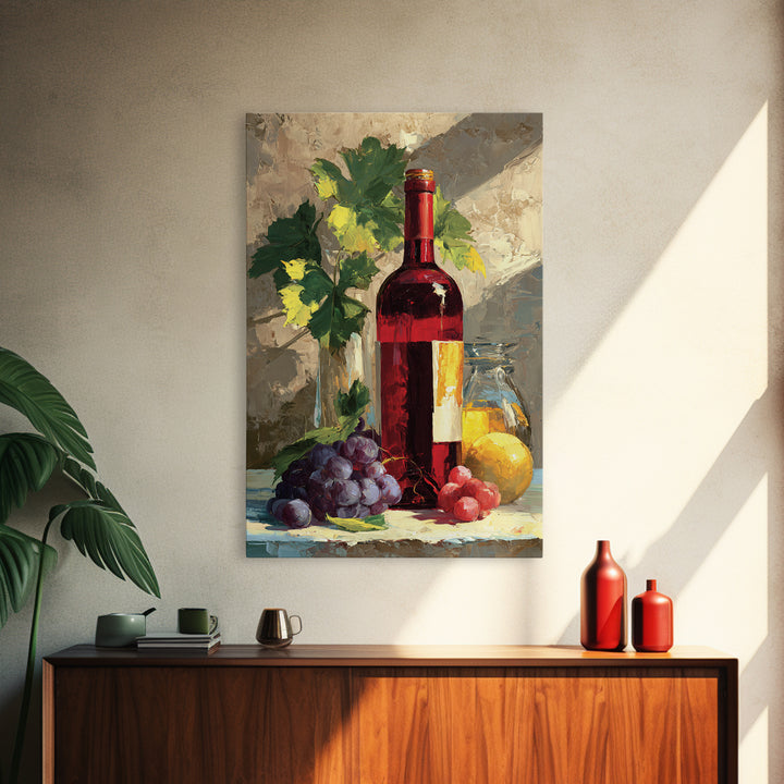 Burgundy Abstract with Gold Accents Canvas Print, Winery Art, Framed Art, Winery Decor, Abstract Art, Vineyard, Landscape Art, WIN-2x3-79