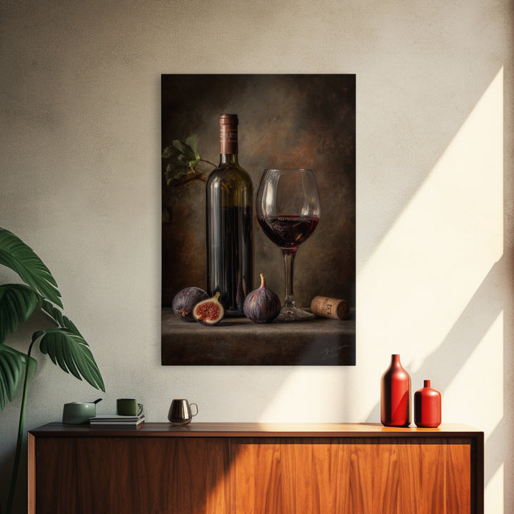 Wine Bottle and Glass Still Life Canvas Print, Winery Art, Artwork, Winery Decor, Vineyard, Bar Decor, Gallery Wall Art, WIN-2x3-82