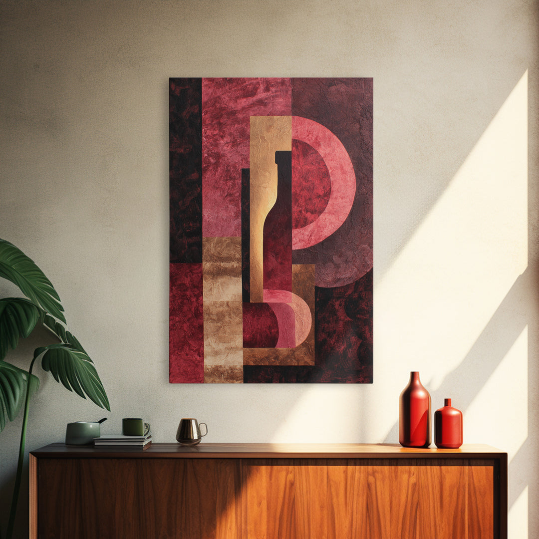 Red Wine Swirl Abstract Framed Canvas Print, Winery Art, Bar Art, Winery Decor, Fine Art, Vineyard, Textured Painting, WIN-2x3-87
