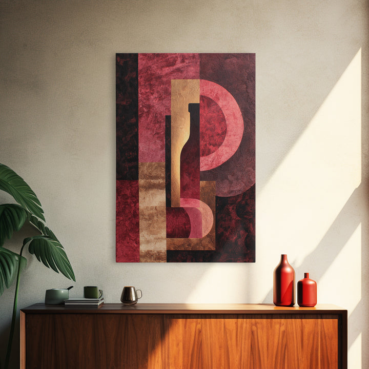 Red Wine Swirl Abstract Framed Canvas Print, Winery Art, Bar Art, Winery Decor, Fine Art, Vineyard, Textured Painting, WIN-2x3-87
