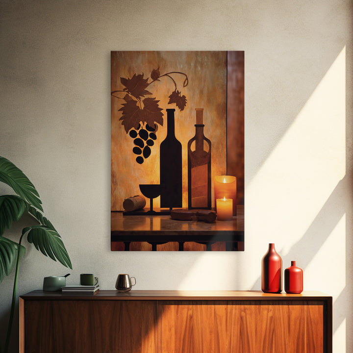 Black and Gold Wine Bottle Silhouette Canvas Print, Winery Art, Wall Art Print, Winery Decor, Fine Art, Vineyard, Gallery Decor, WIN-2x3-96