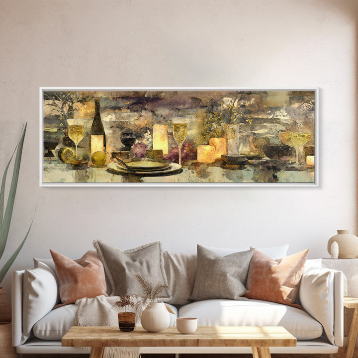 Champagne Coupe with Bubbles and Light Canvas Print, Winery Art, Cocktail Wall Art, Winery Decor, Watercolor Art, Vineyard, WIN-3x1-11