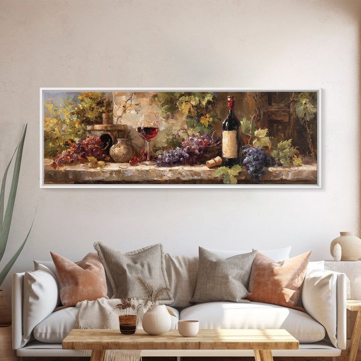 Italian Villa Vineyard Landscape Framed Canvas Print, Winery Art, Matisse Print, Winery Decor, Watercolor Art, Vineyard, WIN-3x1-12