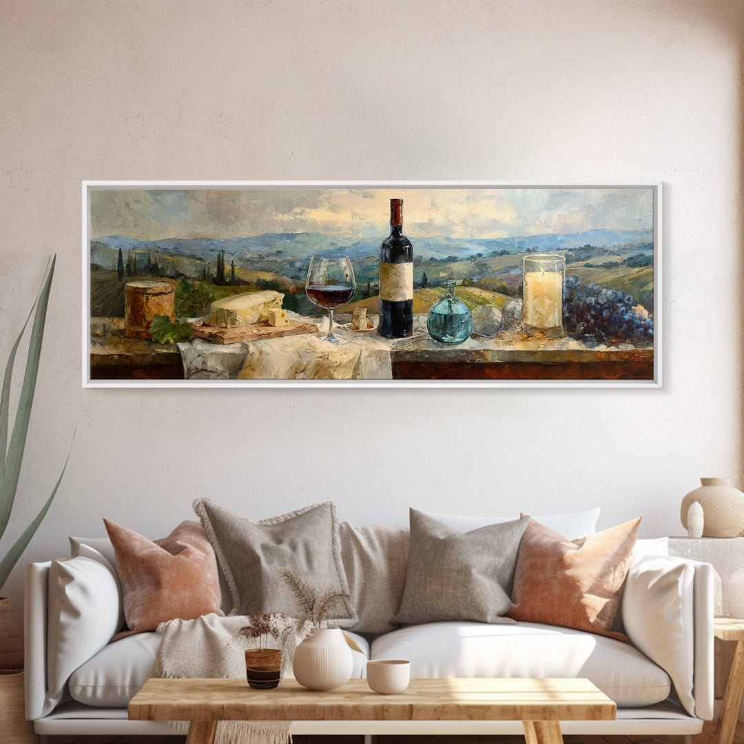 French Vineyard Hills Canvas Print, Winery Art, Living Room Art, Winery Decor, Fine Art, Vineyard, Minimalist Decor, WIN-3x1-24