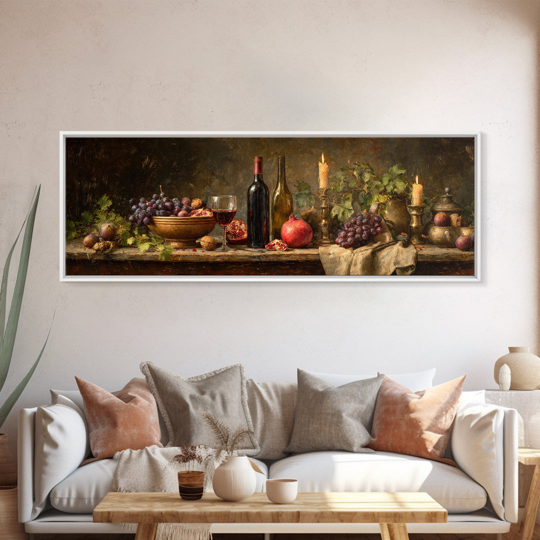 Pomegranate Figs and Red Wine Composition Canvas Print, Winery Art, Preppy Wall Art, Winery Decor, Fine Art, Vineyard, WIN-3x1-33