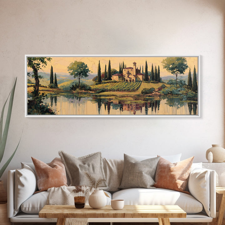 Italian Villa Vineyard Landscape Canvas Print, Winery Art, Gallery Decor, Winery Decor, Fine Art, Vineyard, Wall Art, WIN-3x1-36