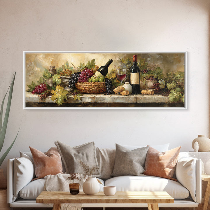 Wine Harvest Basket Canvas Print, Winery Art, Kitchen Wall Art, Winery Decor, Fine Art, Vineyard, Matisse Print, Landscape Art, WIN-3x1-38