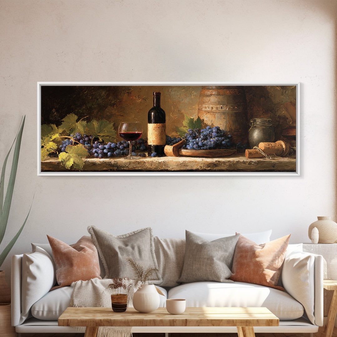 Corkscrew and Corks on Rustic Wood Framed Canvas Print, Winery Art, Modern Decor, Winery Decor, Fine Art, Vineyard, Wall Decor, WIN-3x1-44