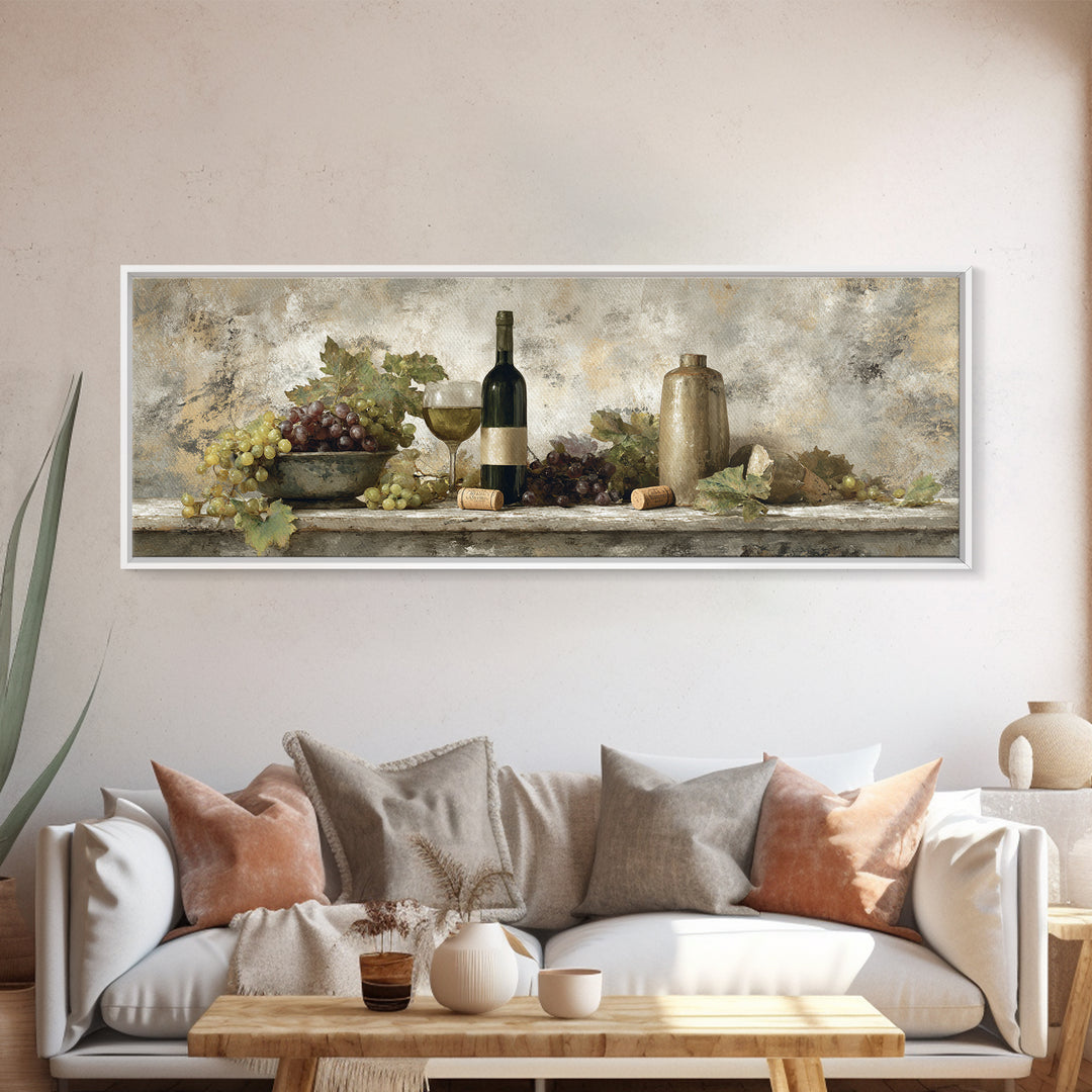 French Vineyard Hills Canvas Print, Winery Art, Textured Painting, Winery Decor, Fine Art, Vineyard, Oil Painting, Wall Hanging, WIN-3x1-48