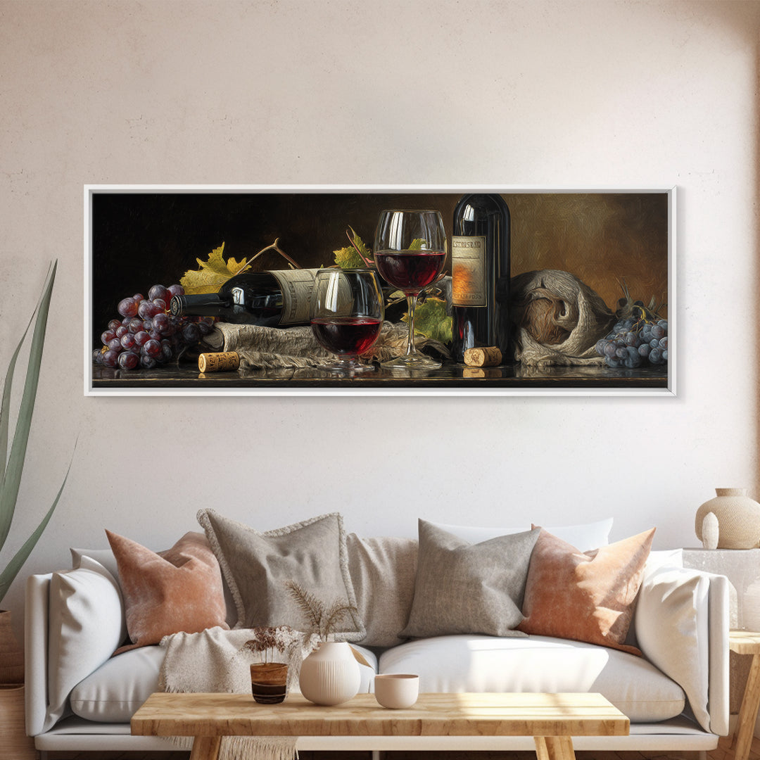 Wine Tasting Flight Rendered as Elegant Still Canvas Print, Winery Art, Kitchen Art, Winery Decor, Watercolor Art, Vineyard, WIN-3x1-50