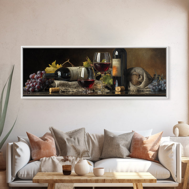 Wine Tasting Flight Rendered as Elegant Still Canvas Print, Winery Art, Kitchen Art, Winery Decor, Watercolor Art, Vineyard, WIN-3x1-50