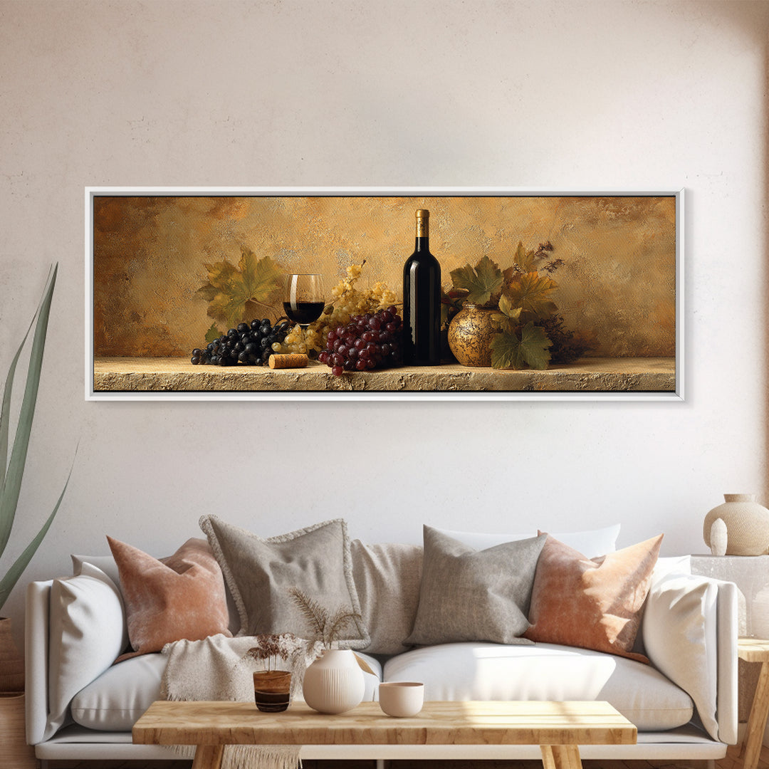 Black and Gold Wine Bottle Silhouette Framed Canvas Print, Winery Art, Minimalist Decor, Winery Decor, Fine Art, Vineyard, WIN-3x1-56