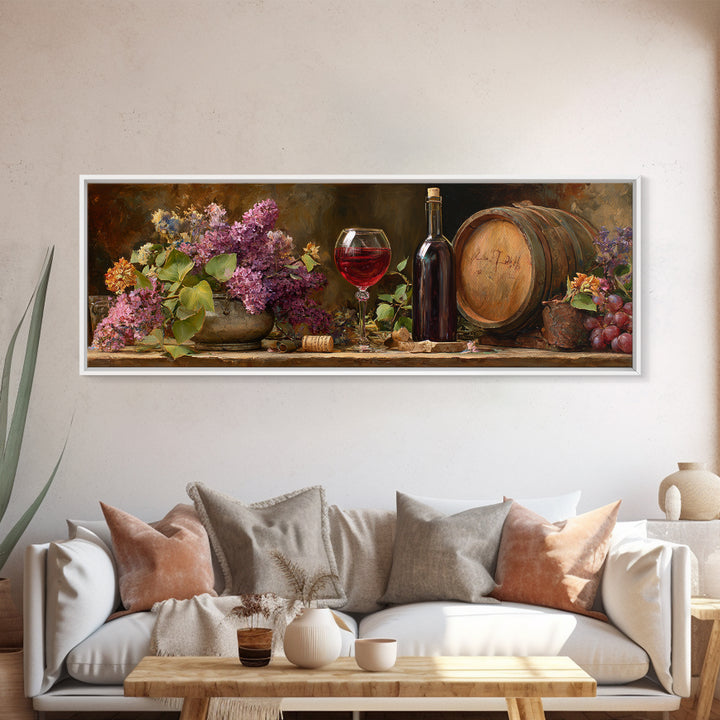 Ros Glass Beside Summer Flowers Canvas Print, Winery Art, Matisse Print, Winery Decor, Fine Art, Vineyard, Luxury Decor, WIN-3x1-6