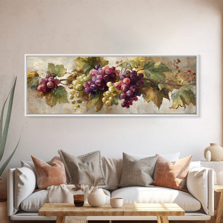 Single Grape Cluster Botanical Study Canvas Print, Winery Art, Travel Poster, Winery Decor, Watercolor Art, Vineyard, WIN-3x1-85