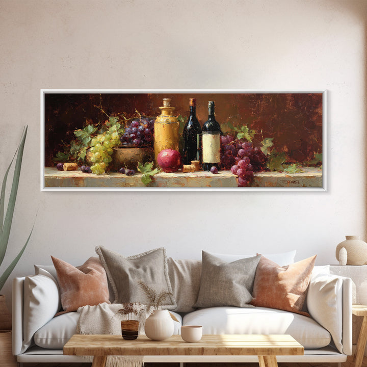 Burgundy Abstract with Gold Accents Framed Canvas Print, Winery Art, Artwork, Winery Decor, Abstract Art, Vineyard, Bar Decor, WIN-3x1-87