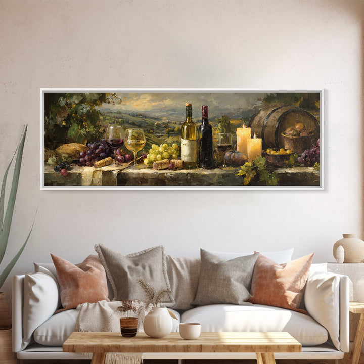 French Vineyard Hills Canvas Print, Winery Art, Textured Painting, Winery Decor, Fine Art, Vineyard, Oil Painting, Wall Hanging, WIN-3x1-96