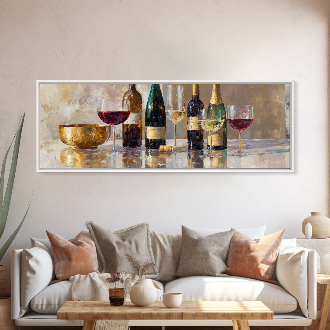 Wine Tasting Flight Rendered as Elegant Still Canvas Print, Winery Art, Bar Art, Winery Decor, Fine Art, Vineyard, WIN-3x1-98
