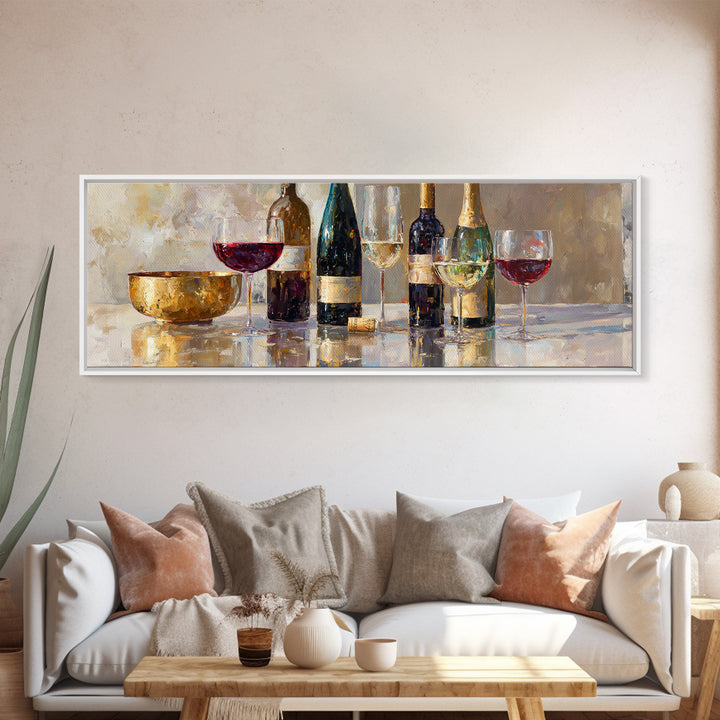 Wine Tasting Flight Rendered as Elegant Still Canvas Print, Winery Art, Bar Art, Winery Decor, Fine Art, Vineyard, WIN-3x1-98