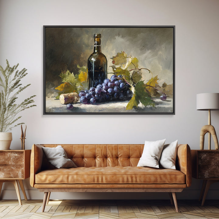Single Grape Cluster Botanical Study Canvas Print, Winery Art, Retro Wall Art, Winery Decor, Fine Art, Vineyard, Modern Decor, WIN-3x2-1
