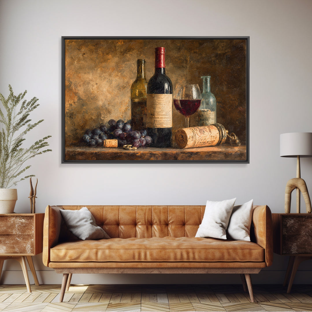 Old Cellar Key and Wine Label Shapes Canvas Print, Winery Art, Bar Decor, Winery Decor, Abstract Art, Vineyard, Boho Decor, WIN-3x2-16