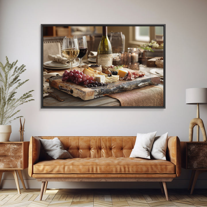 Charcuterie Board with Grapes and Cheese Canvas Print, Winery Art, Gallery Wall Art, Winery Decor, Fine Art, Vineyard, WIN-3x2-17