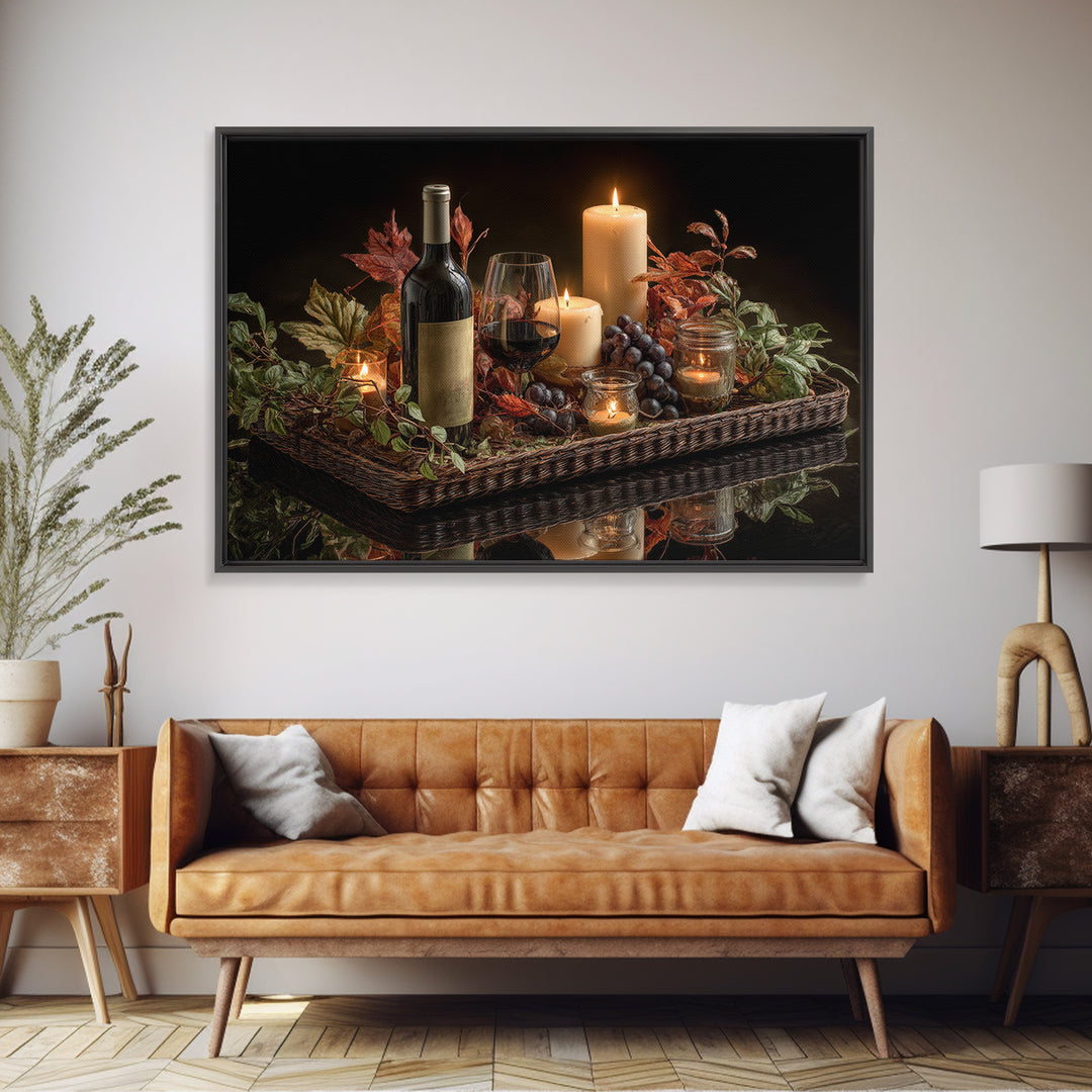 Wine Harvest Basket Framed Canvas Print, Winery Art, Wall Hanging, Winery Decor, Fine Art, Vineyard, Preppy Wall Art, WIN-3x2-2